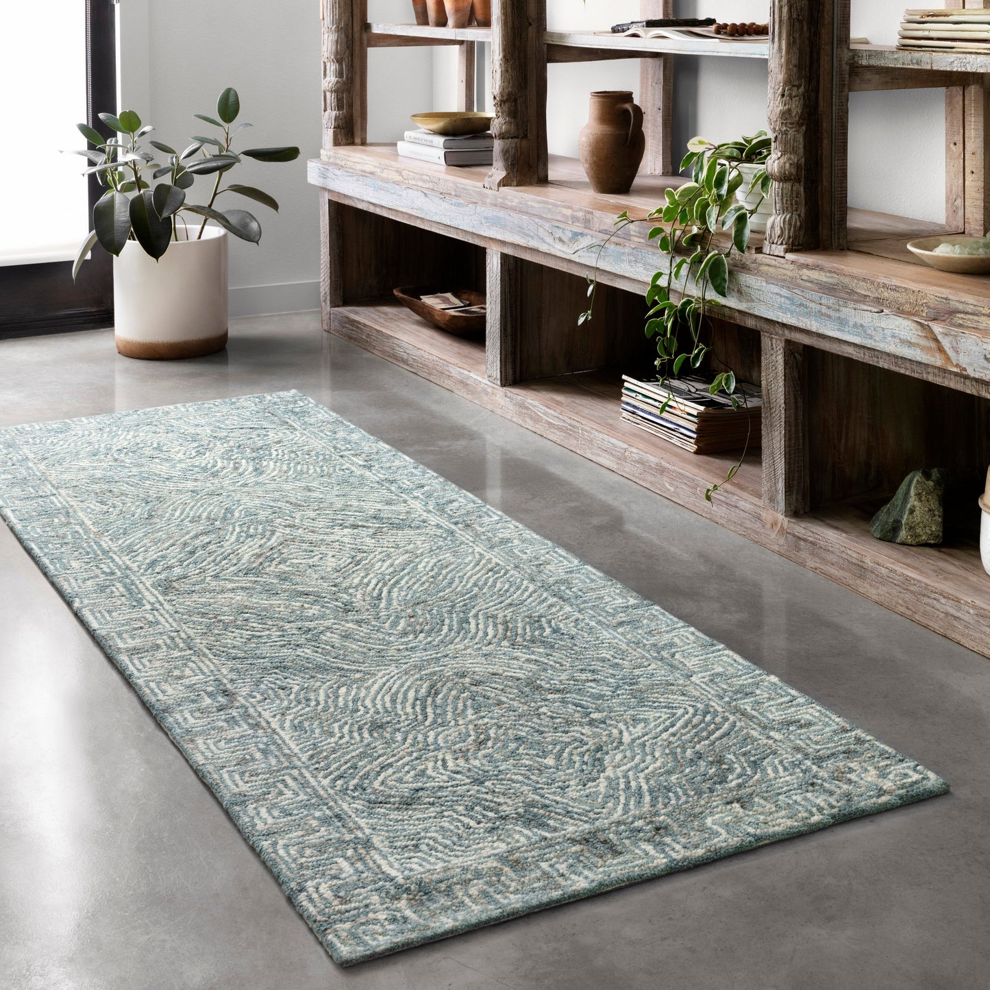 Tapis contemporain touffeté à la main en laine denim Aspen d'Alexander Home