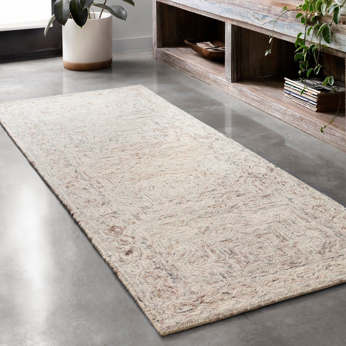 Tapis contemporain en laine touffeté à la main Alexander Home Aspen Neutral