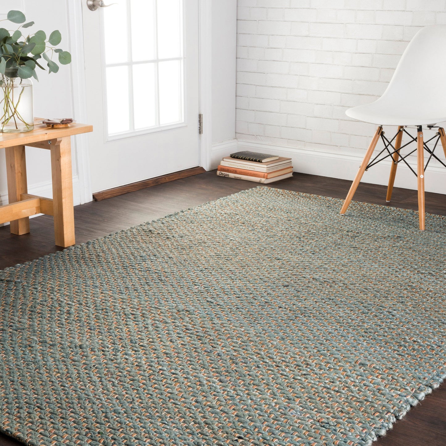 Tapis tissé à la main en jute et cuir Alexander Home Farmhouse