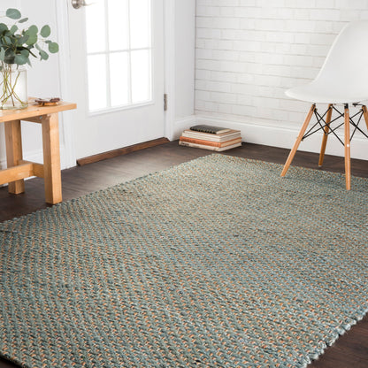 Tapis tissé à la main en jute et cuir Alexander Home Farmhouse