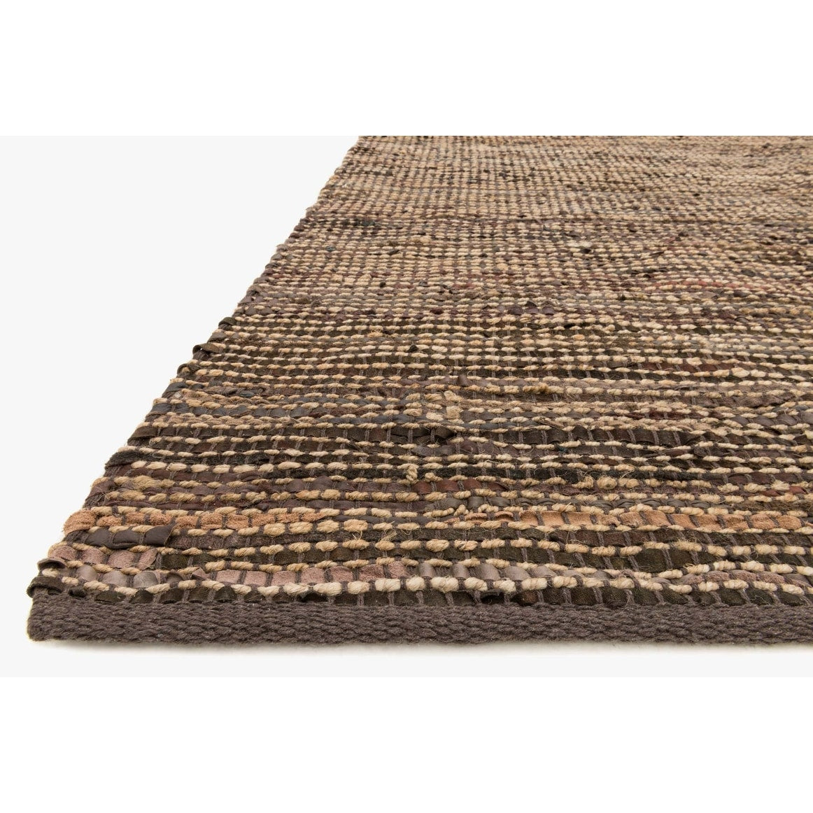 Tapis tissé à la main en jute et cuir Alexander Home Farmhouse