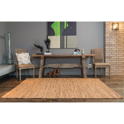 Tapis tissé à la main en jute et cuir Alexander Home Farmhouse