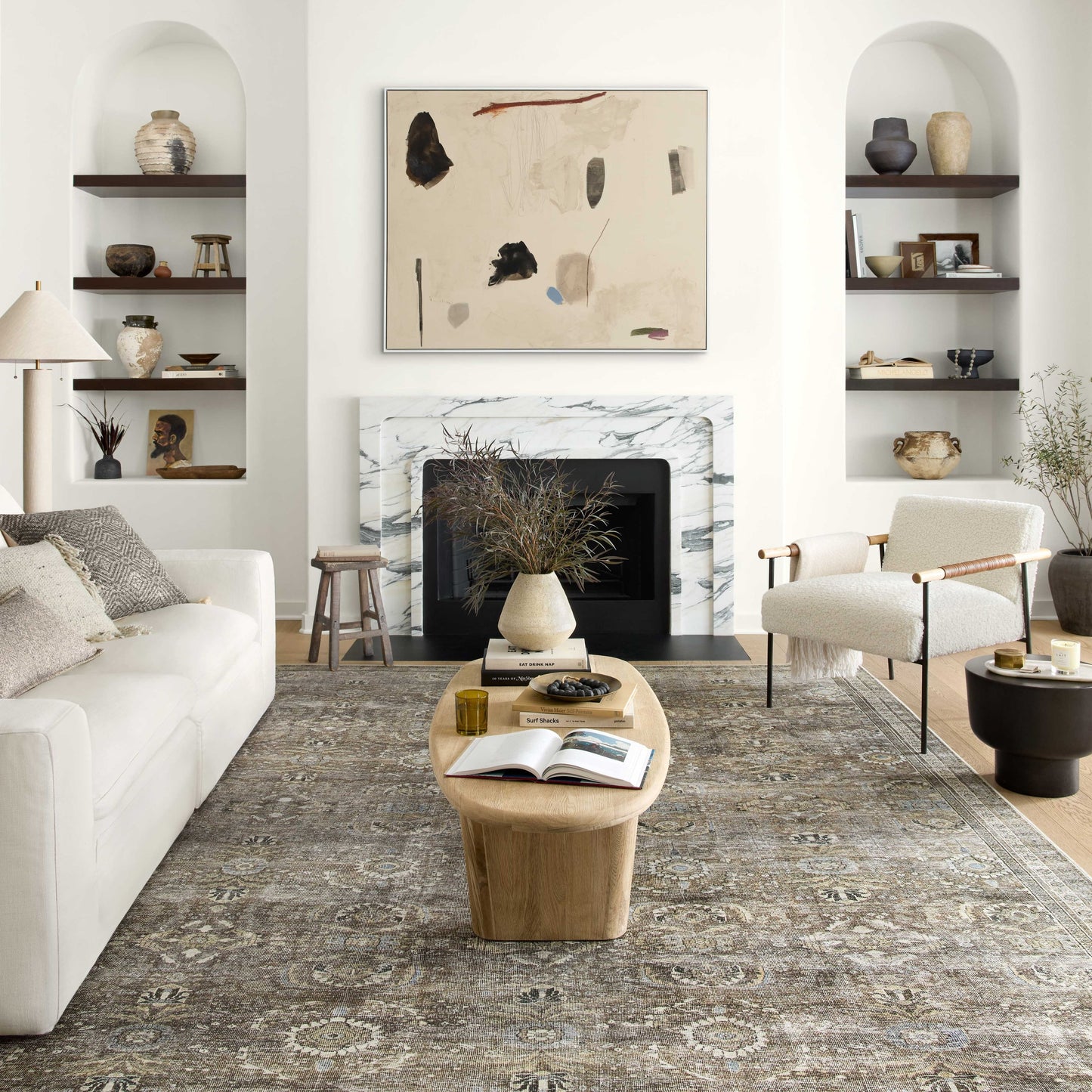 Tapis imprimé vintage vieilli Isabelle d'Alexander Home, style shabby chic