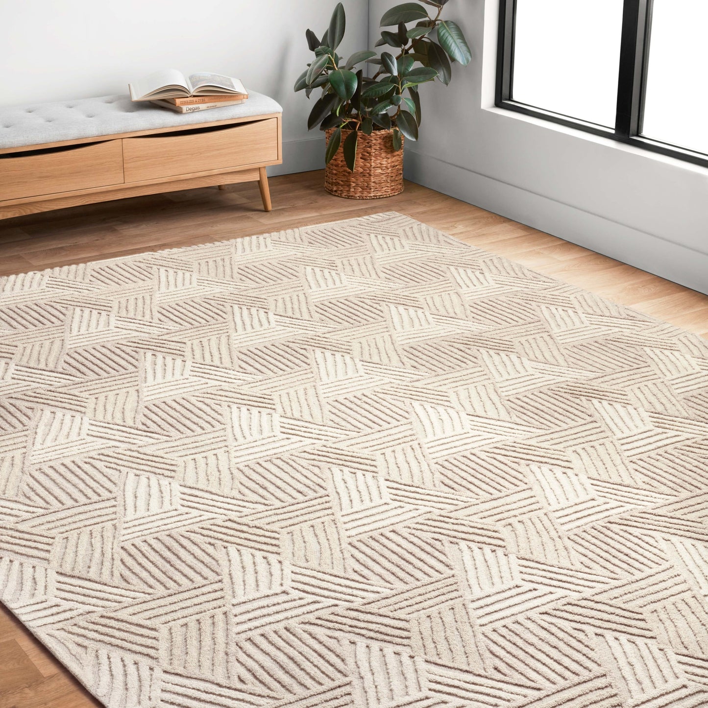 Tapis géométrique moderne en laine touffeté à la main Alexander Home Kanarra