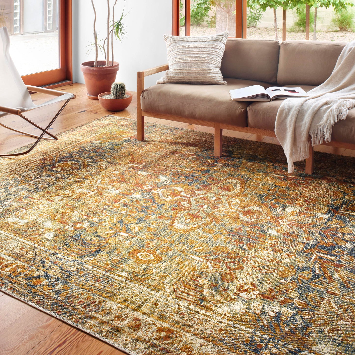 Tapis oriental d'intérieur/extérieur Alexander Home Luciano Lagoon
