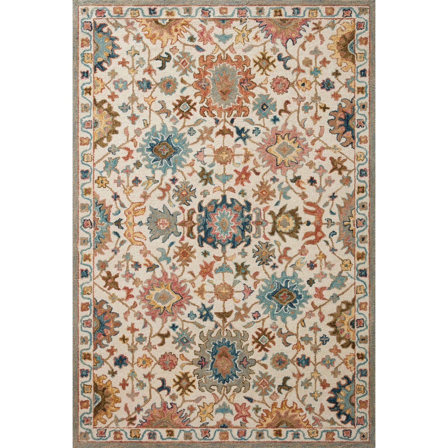 Tapis floral Alexander Home Megan crocheté à la main 100 % laine