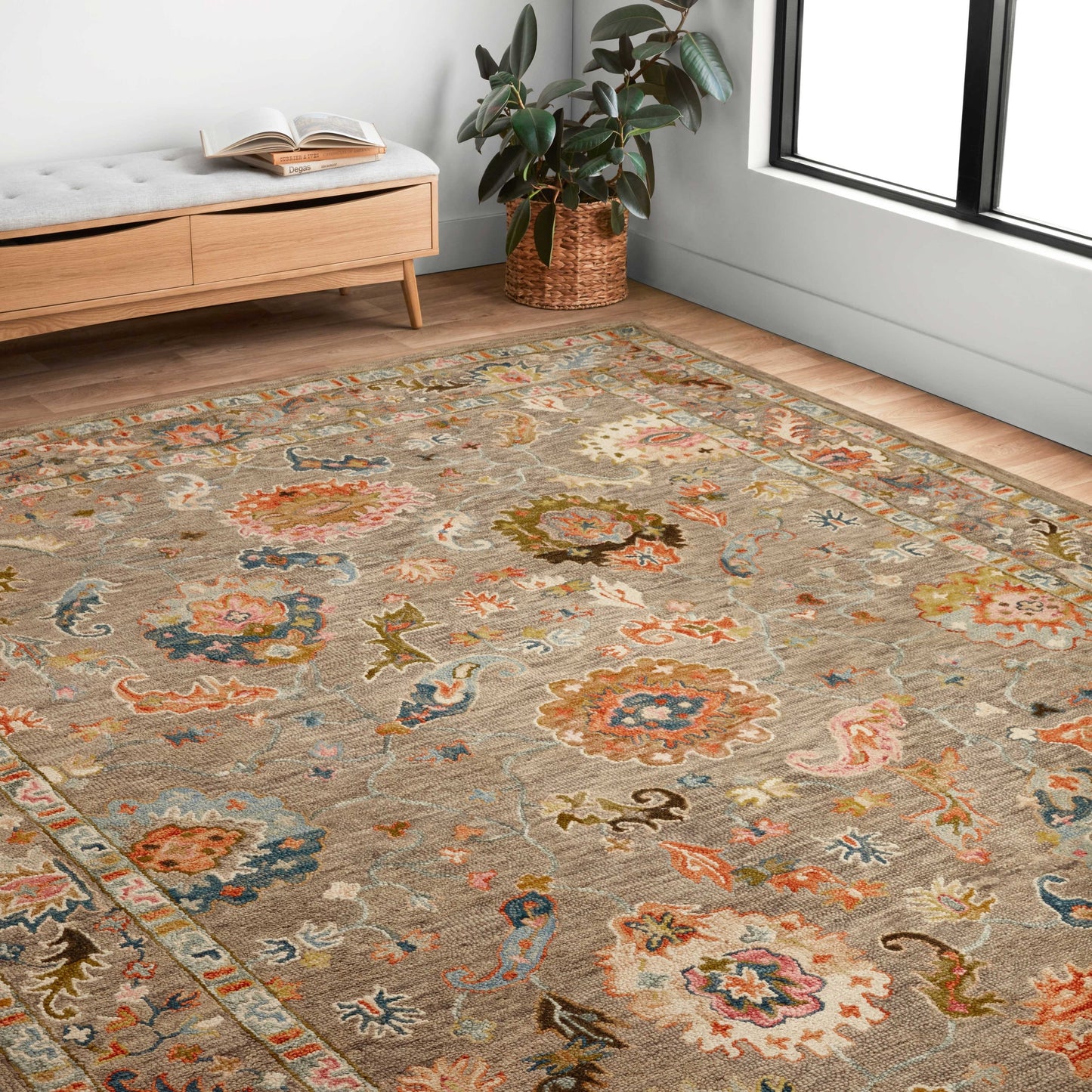Tapis floral Alexander Home Megan crocheté à la main 100 % laine
