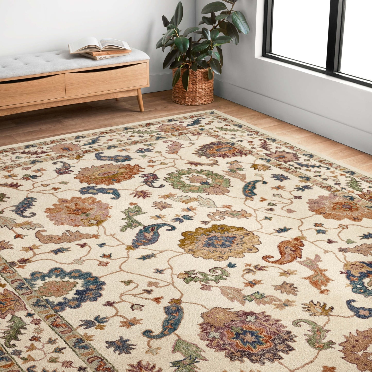 Tapis floral Alexander Home Megan crocheté à la main 100 % laine