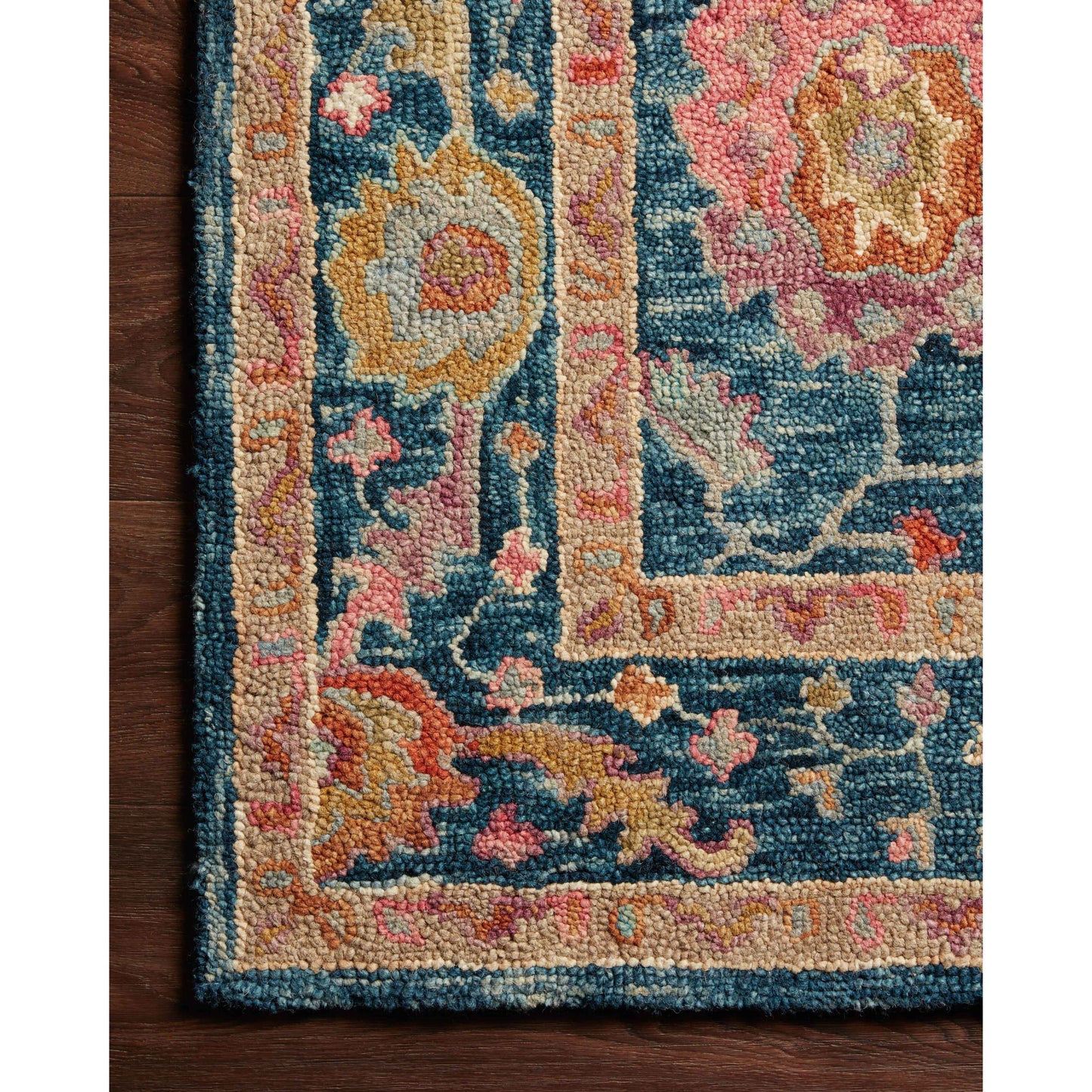 Tapis floral Alexander Home Megan crocheté à la main 100 % laine