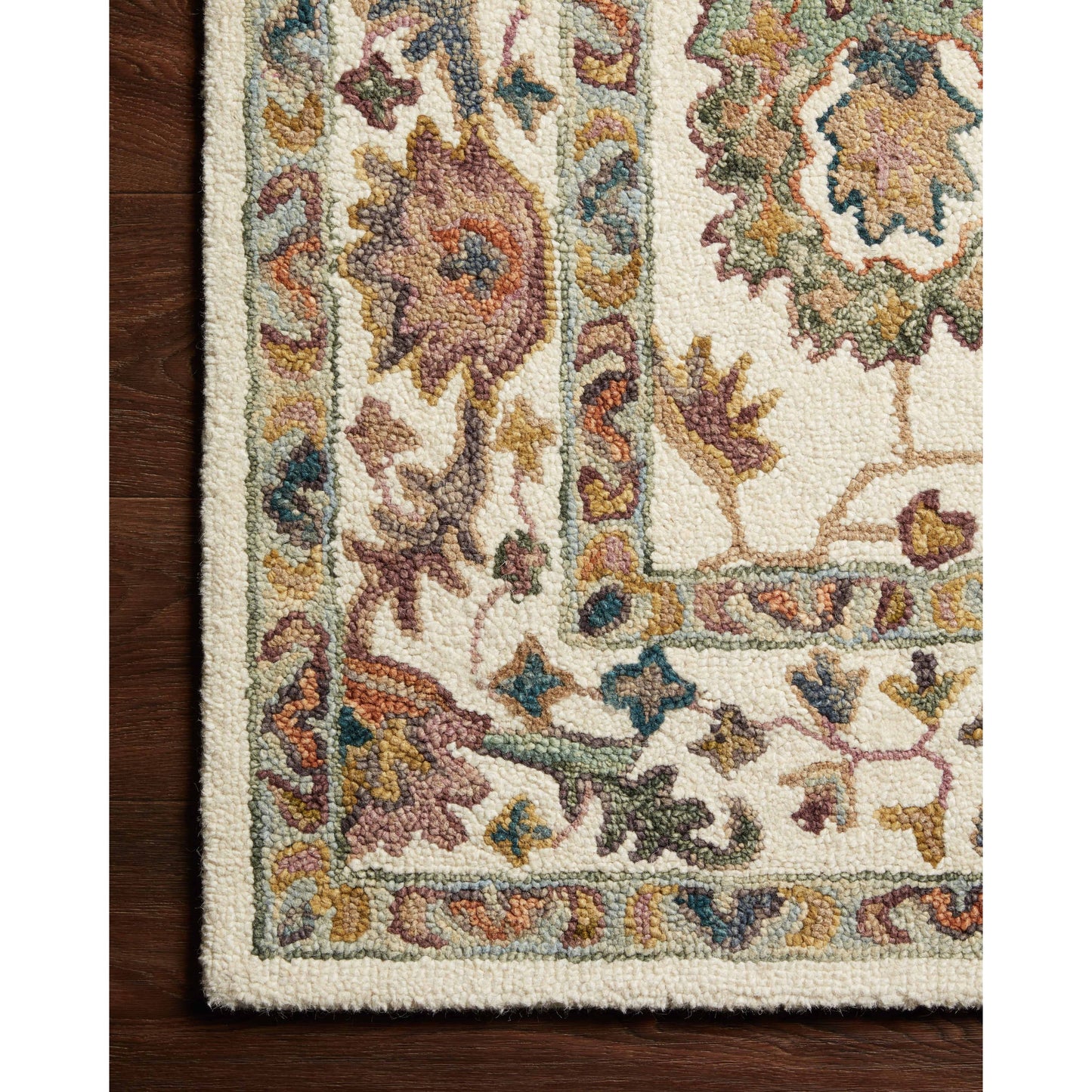 Tapis floral Alexander Home Megan crocheté à la main 100 % laine
