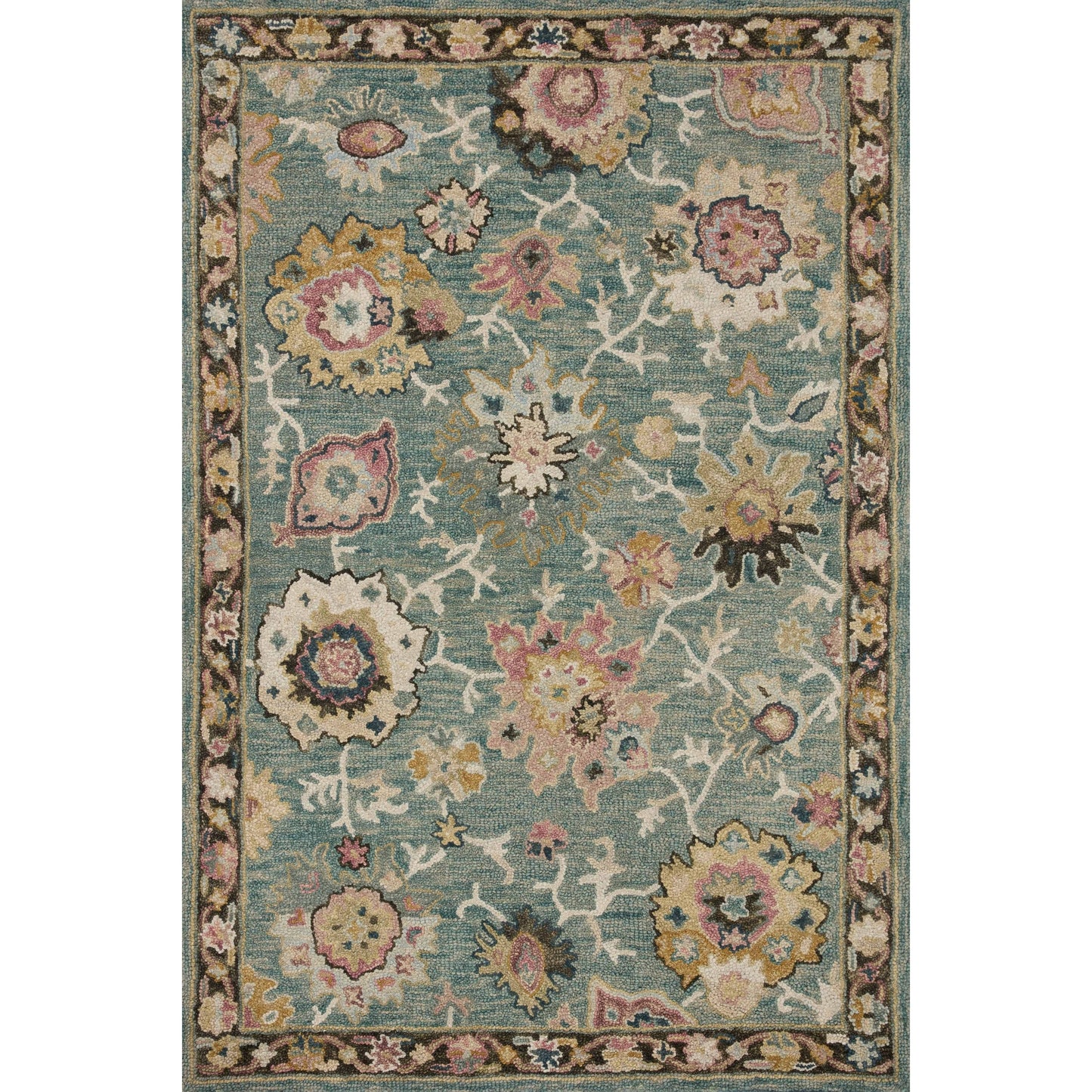 Tapis floral Alexander Home Megan crocheté à la main 100 % laine