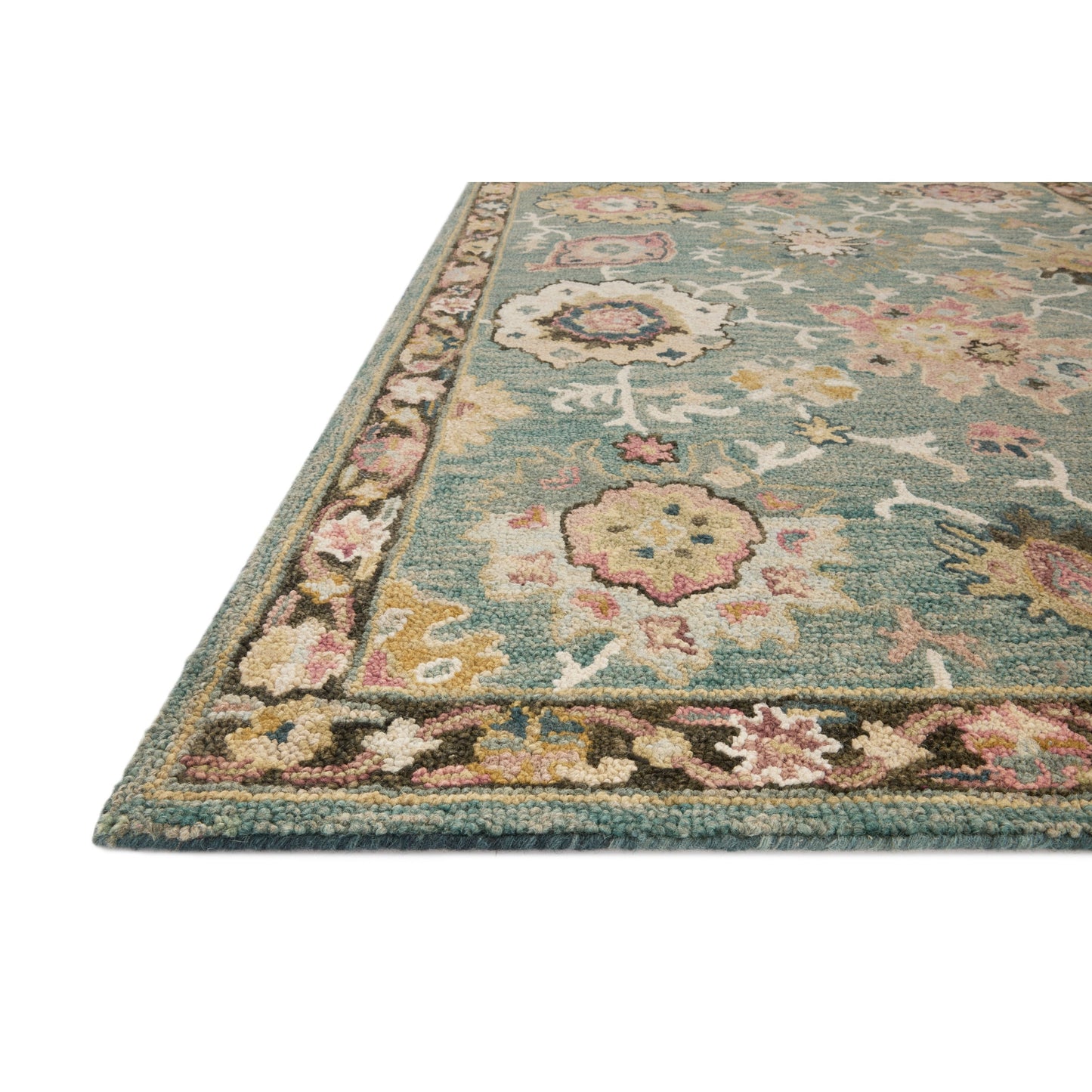 Tapis floral Alexander Home Megan crocheté à la main 100 % laine