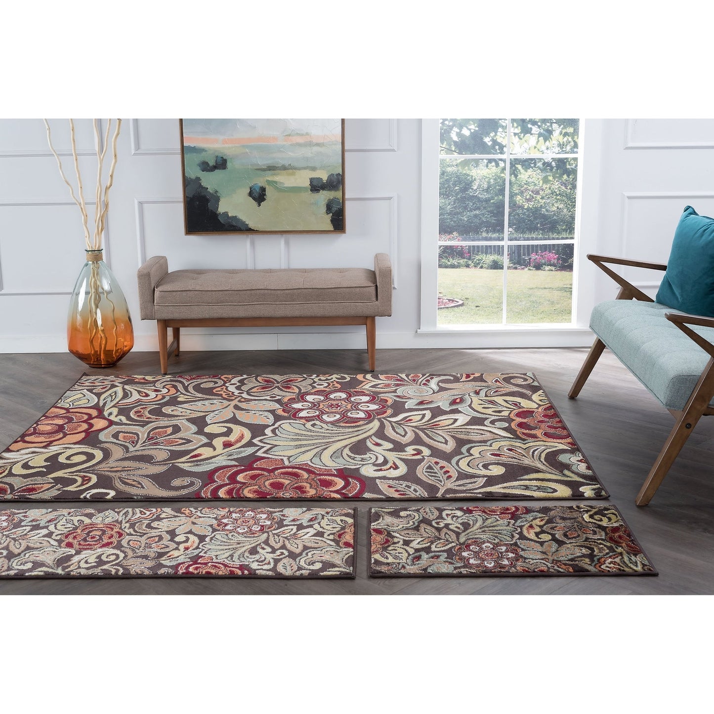 Decora Farmhouse Floral Indoor Area Rug