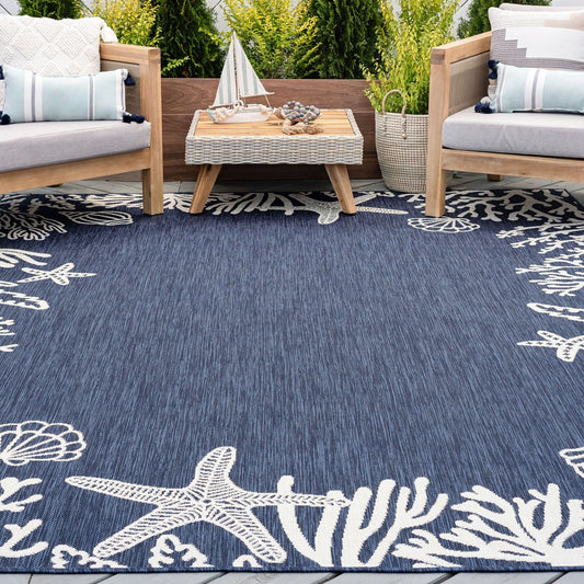 Tapis d'intérieur/extérieur à imprimé graphique côtier Exo