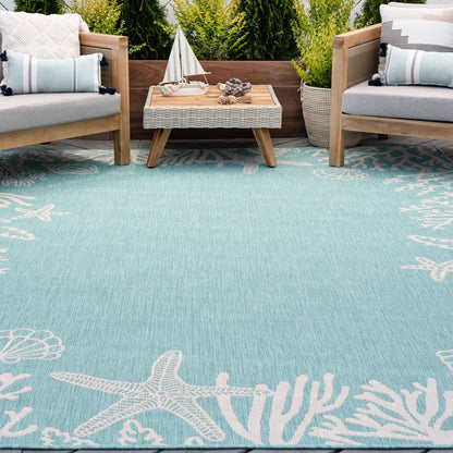 Tapis d'intérieur/extérieur à imprimé graphique côtier Exo