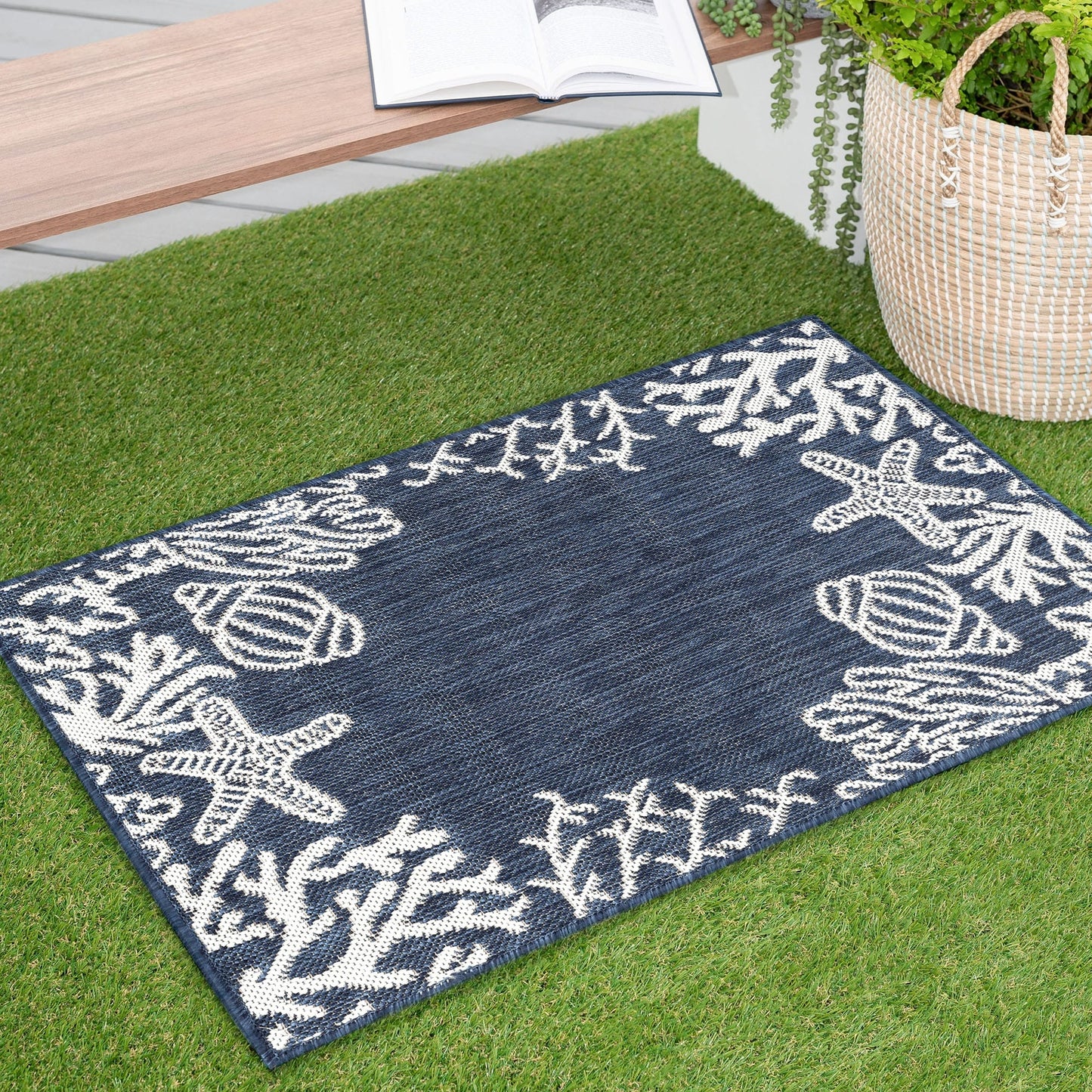 Tapis d'intérieur/extérieur à imprimé graphique côtier Exo