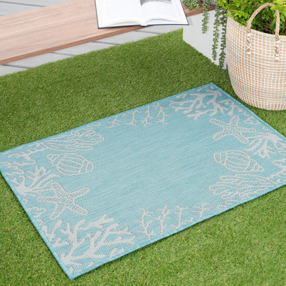Tapis d'intérieur/extérieur à imprimé graphique côtier Exo