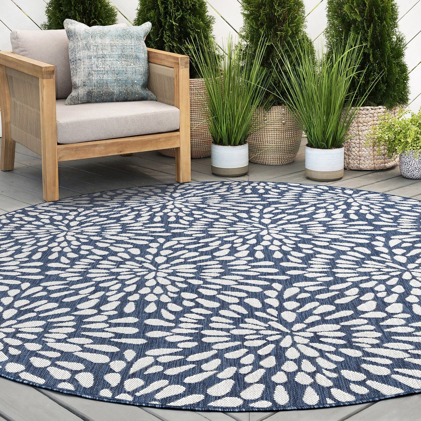 Tapis d'intérieur/extérieur à motif floral côtier Exo