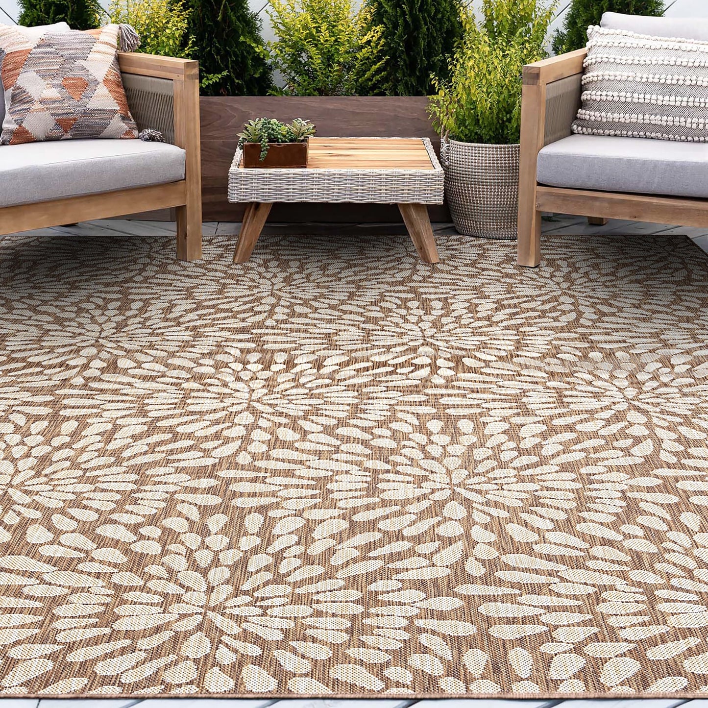 Tapis d'intérieur/extérieur à motif floral côtier Exo