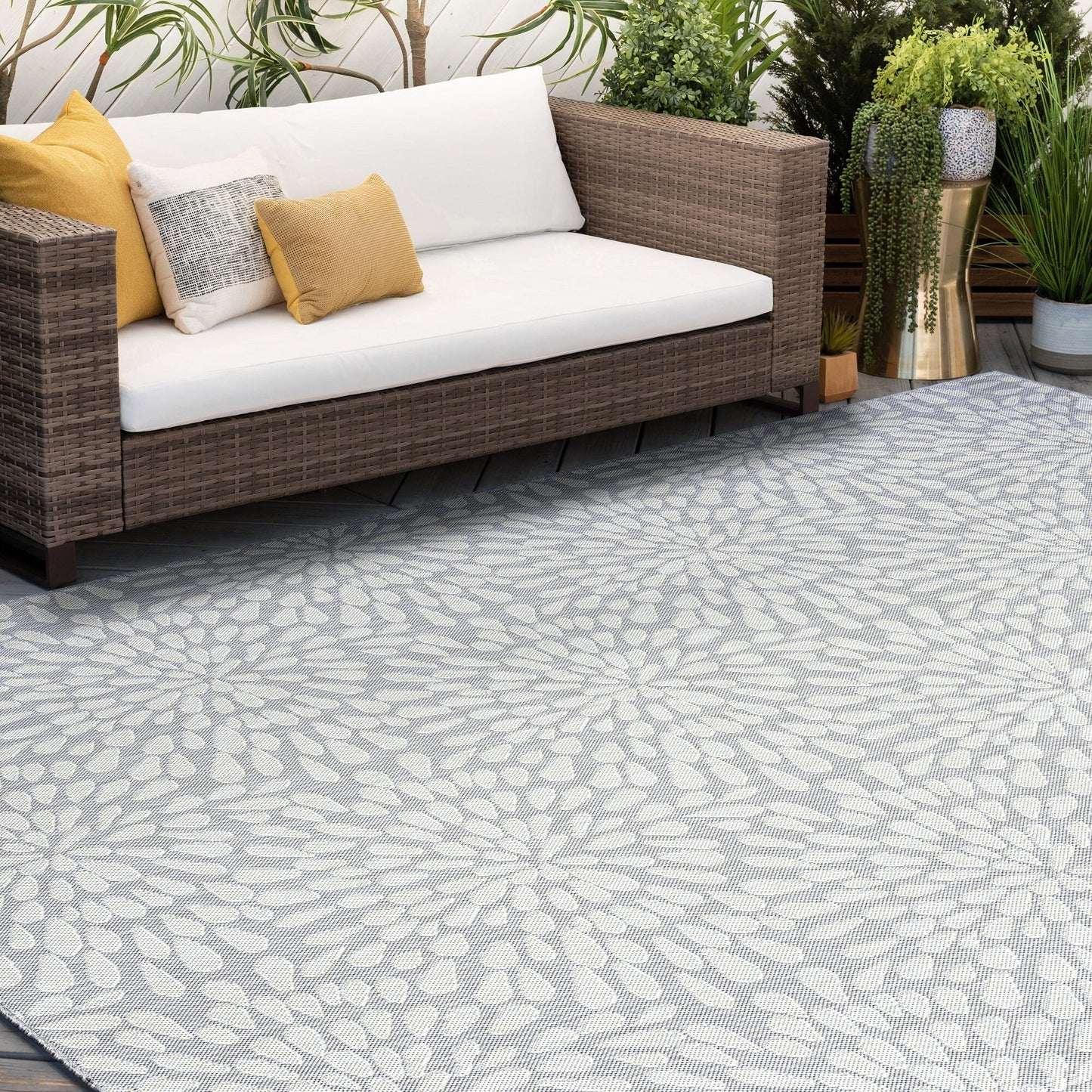 Tapis d'intérieur/extérieur à motif floral côtier Exo