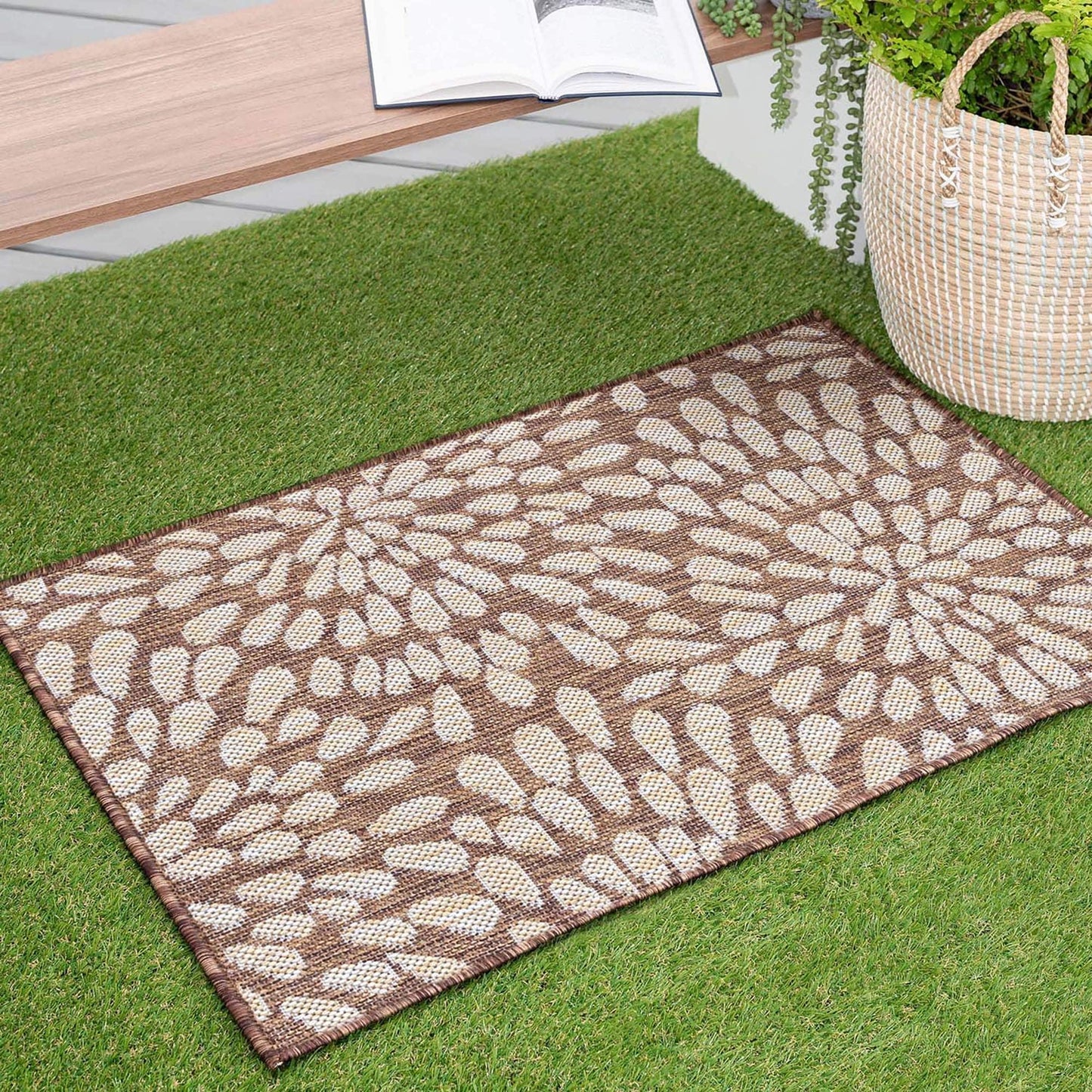 Tapis d'intérieur/extérieur à motif floral côtier Exo