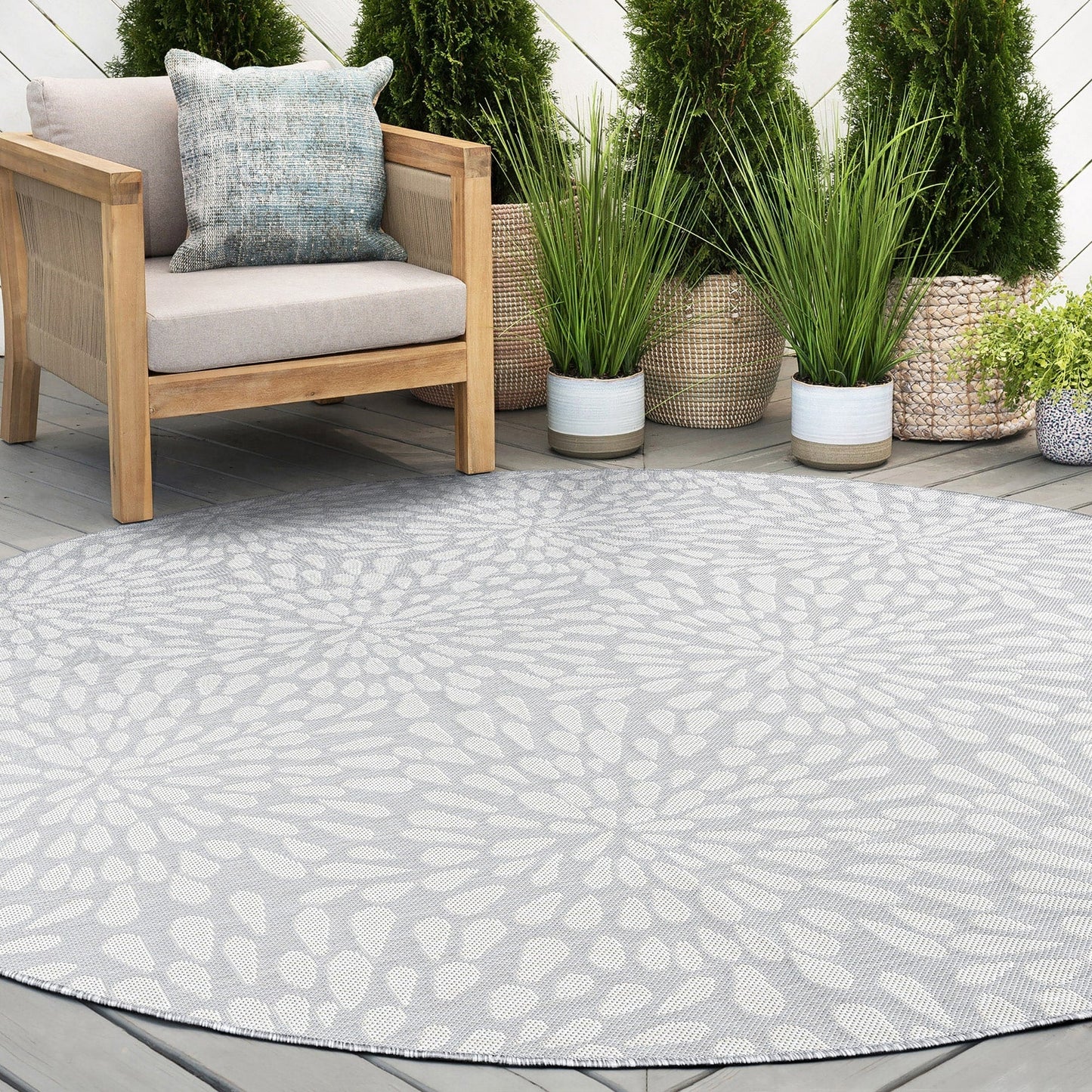 Tapis d'intérieur/extérieur à motif floral côtier Exo