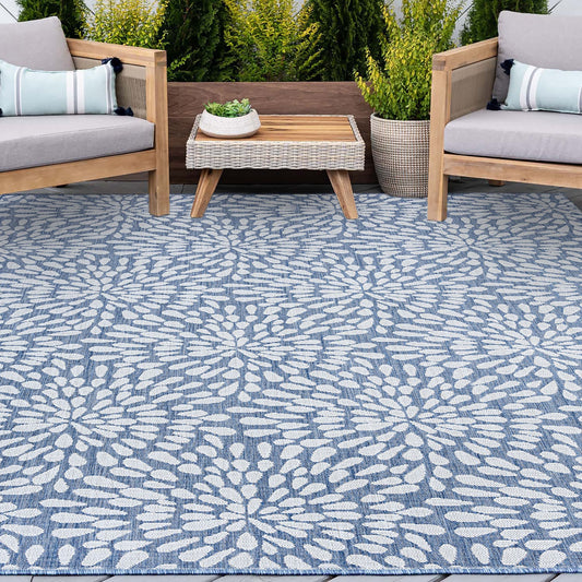 Tapis d'intérieur/extérieur à motif floral côtier Exo