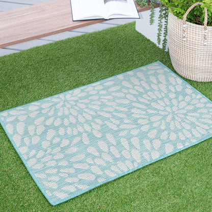 Tapis d'intérieur/extérieur à motif floral côtier Exo