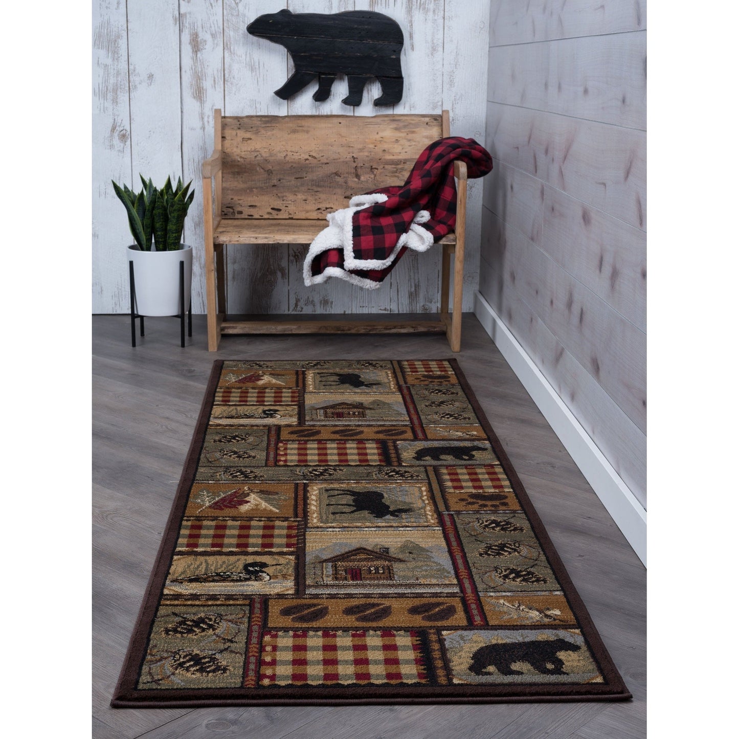 Tapis de couloir et de cuisine - Tapis de style chalet de ferme pour salon, chambre à coucher, salle à manger, cuisine 2x3 / 3x8 / 5x7 / 8x10 / 9x12 / rond
