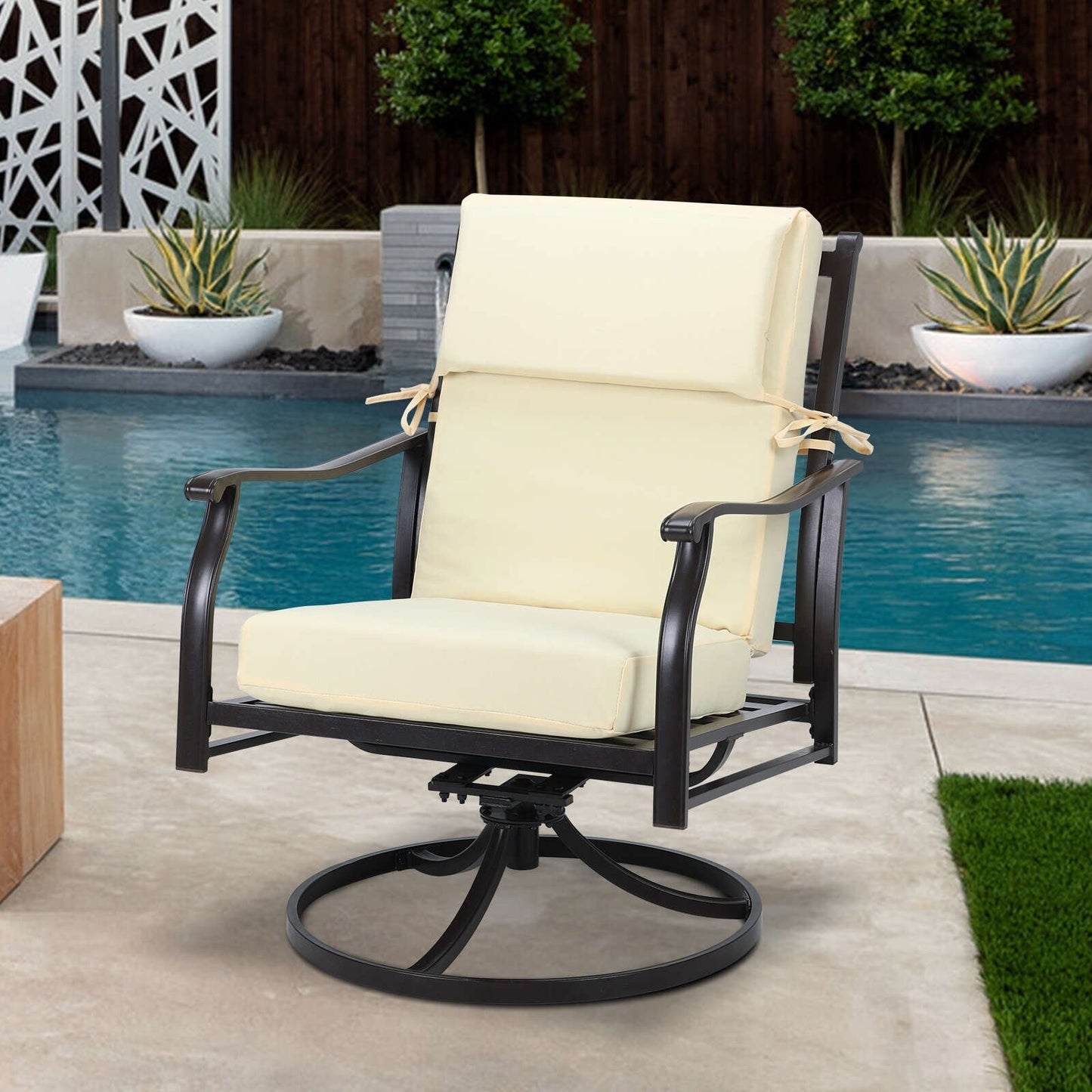 Lot de 4 coussins de chaise à dossier haut Aoodor Patio, 46 x 21 x 4 pouces (coussins uniquement)