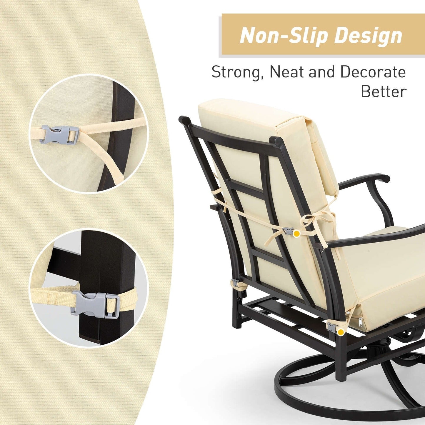 Lot de 4 coussins de chaise à dossier haut Aoodor Patio, 46 x 21 x 4 pouces (coussins uniquement)