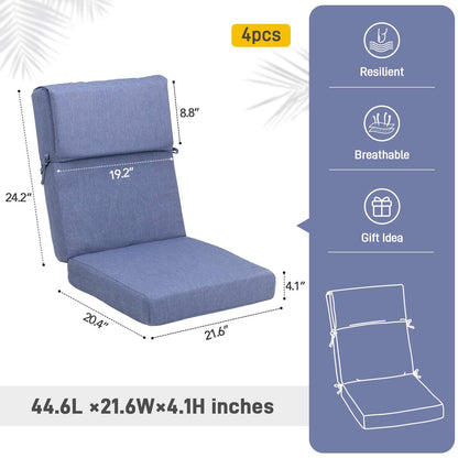 Lot de 4 coussins de chaise à dossier haut Aoodor Patio, 46 x 21 x 4 pouces (coussins uniquement)