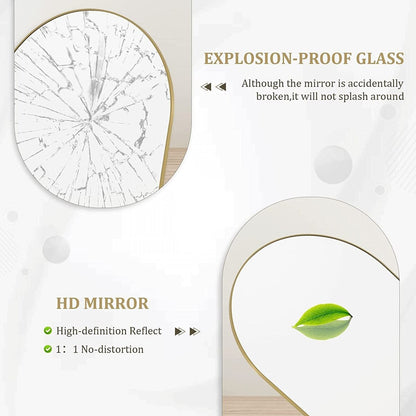 Miroir de sol arqué pleine longueur Miroir sur pied intégral Décoration murale