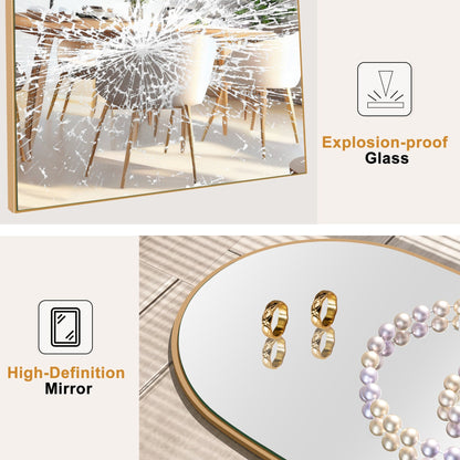 Miroir de sol en bois arqué pleine longueur, miroir mural