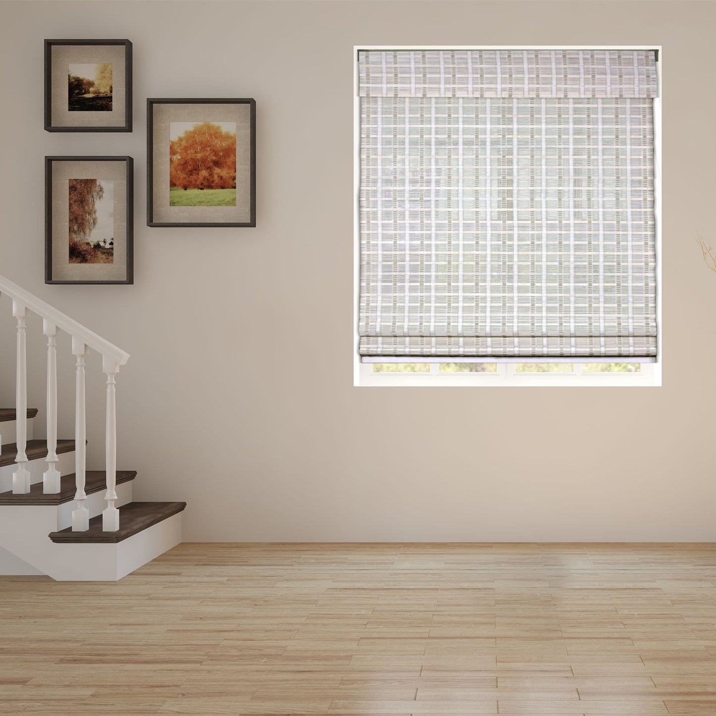 Store romain Arlo sans fil en bambou blanchi à la chaux de 60 pouces