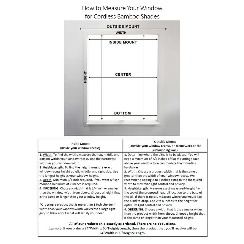 Stores romains en bambou Arlo Blinds Tuscan de 74 pouces de hauteur, sans fil et relevables