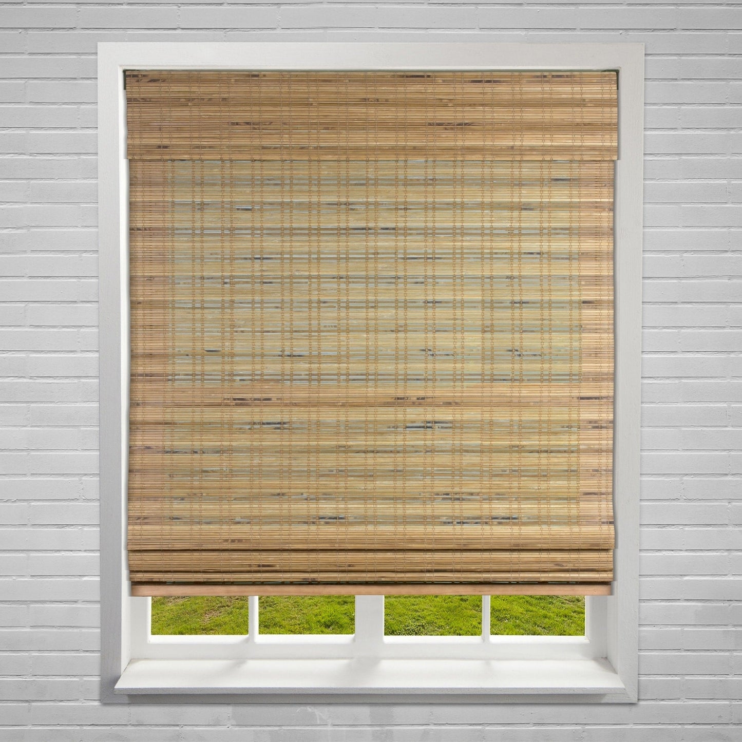Stores romains en bambou Arlo Blinds Tuscan de 74 pouces de hauteur, sans fil et relevables