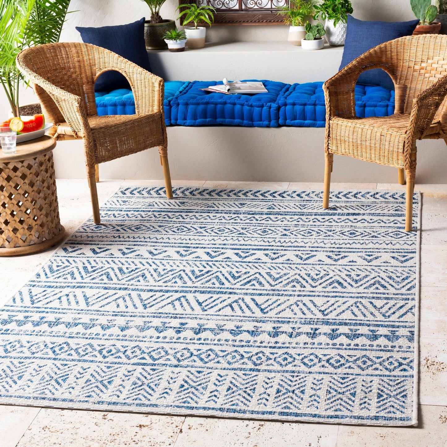 Tapis d'intérieur/extérieur vintage Livabliss Powlett de style sud-ouest
