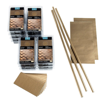 Kit de carreaux métalliques à grain court Aspect Peel and Stick 3 po x 6 po, couleur champagne brossé, 15 pi²