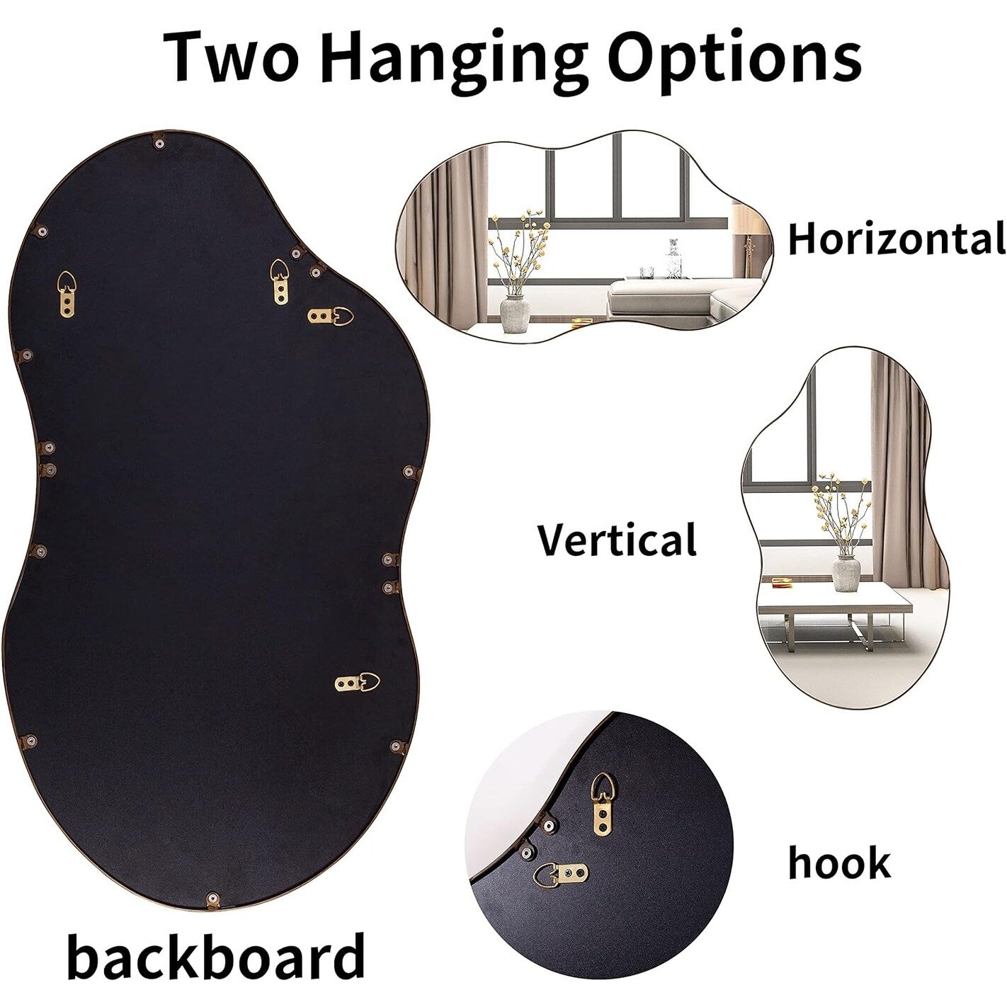 Miroir mural asymétrique ondulé antique