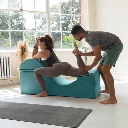 Chaise longue convertible Avana Kami / Yoga et massage - Ottomane 2 en 1 avec fauteuil de yoga pliable dissimulé, microvelours - N/A