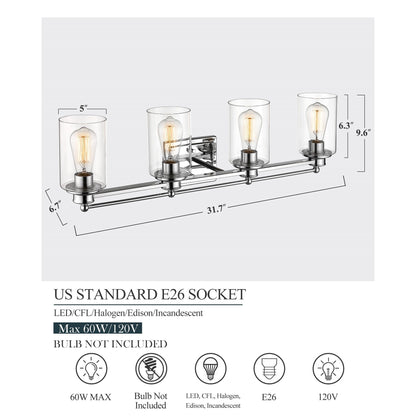 Applique murale sur miroir avec abat-jour en verre transparent
