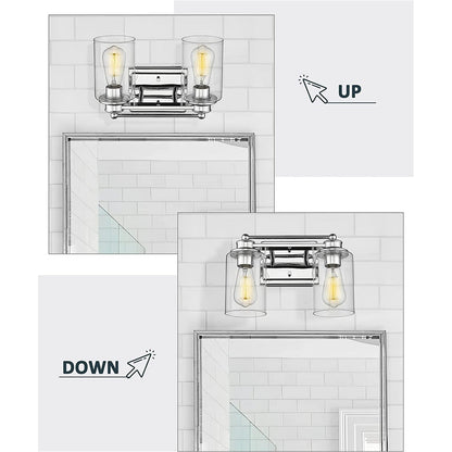 Applique murale sur miroir avec abat-jour en verre transparent