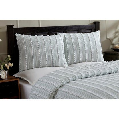 Parure de couette Angelique Better Trends 100 % coton touffeté doux en peluche chenille élégante à rayures lavable en machine et sèche-linge
