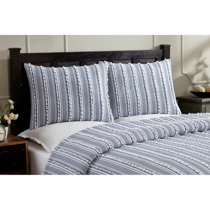 Parure de couette Angelique Better Trends 100 % coton touffeté doux en peluche chenille élégante à rayures lavable en machine et sèche-linge