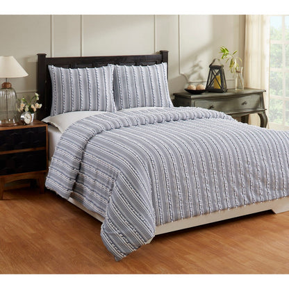 Parure de couette Angelique Better Trends 100 % coton touffeté doux en peluche chenille élégante à rayures lavable en machine et sèche-linge