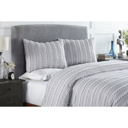 Parure de couette Angelique Better Trends 100 % coton touffeté doux en peluche chenille élégante à rayures lavable en machine et sèche-linge