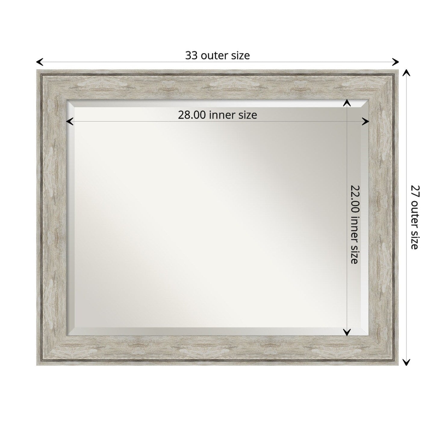 Miroir mural biseauté pour salle de bain - Cadre métallique craquelé