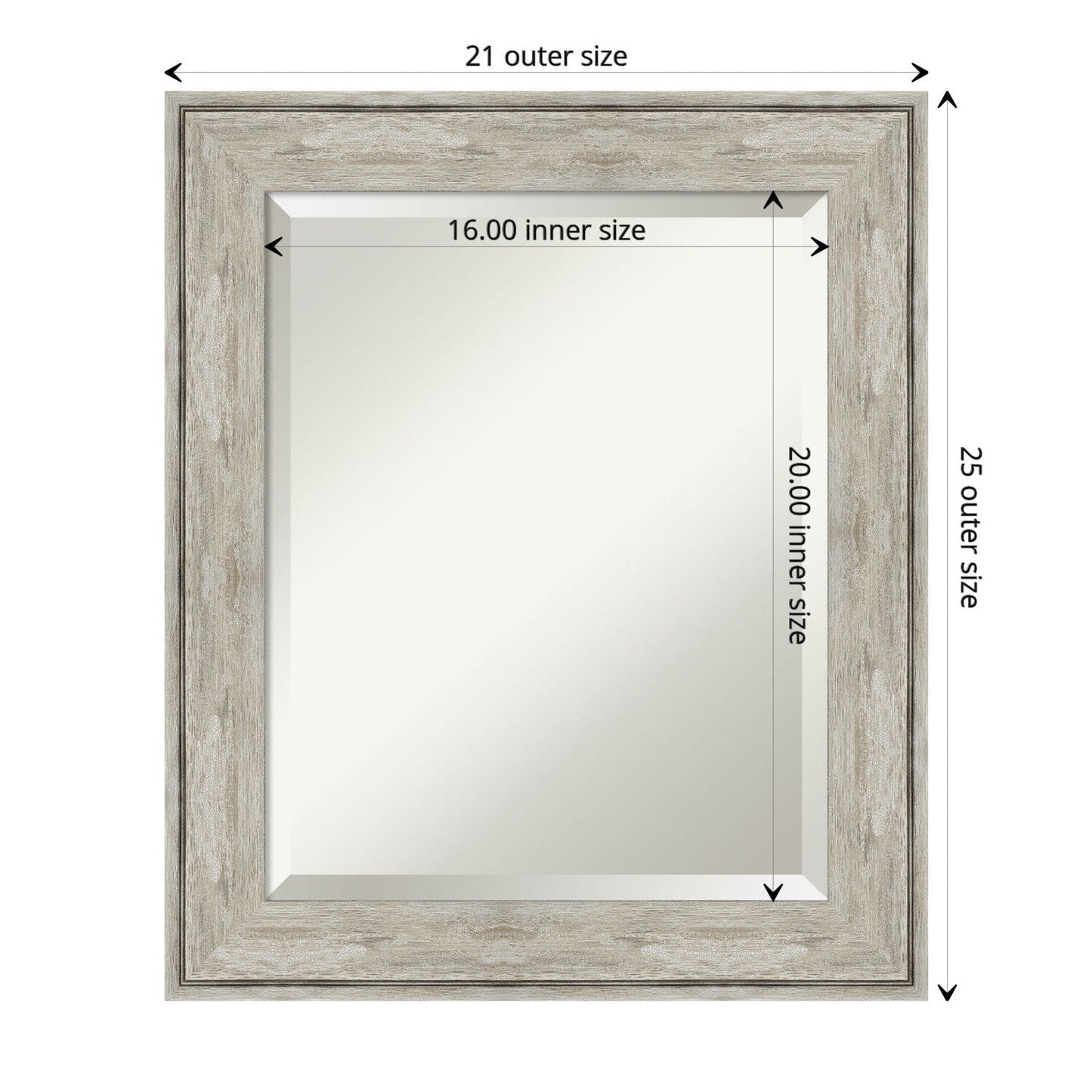 Miroir mural biseauté pour salle de bain - Cadre métallique craquelé