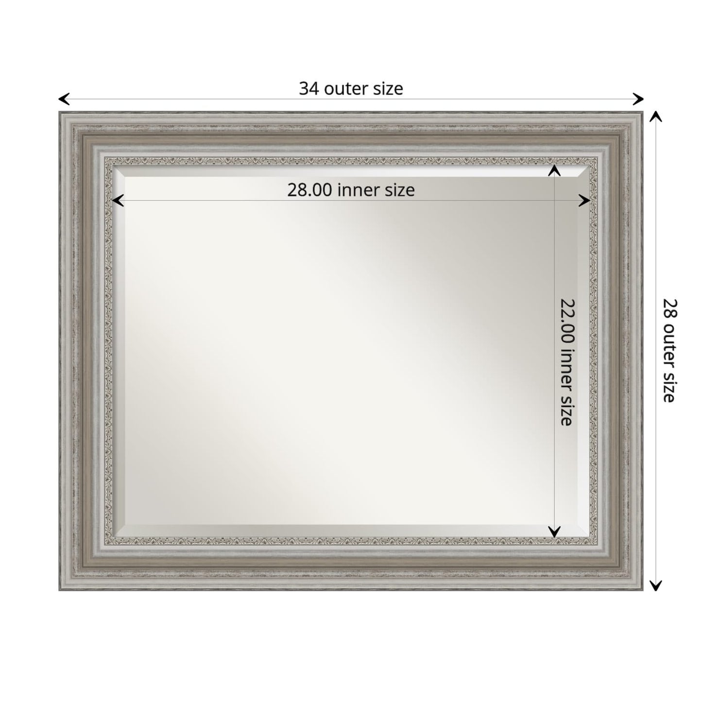 Miroir mural biseauté pour salle de bain - Cadre argenté Parlor